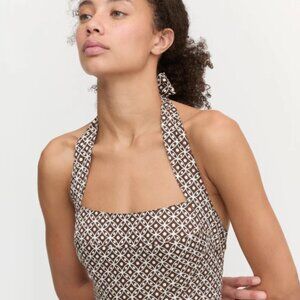 NWT Hill House Home The Fleur Midi Dress - Chocolate Circular Lattice - XS